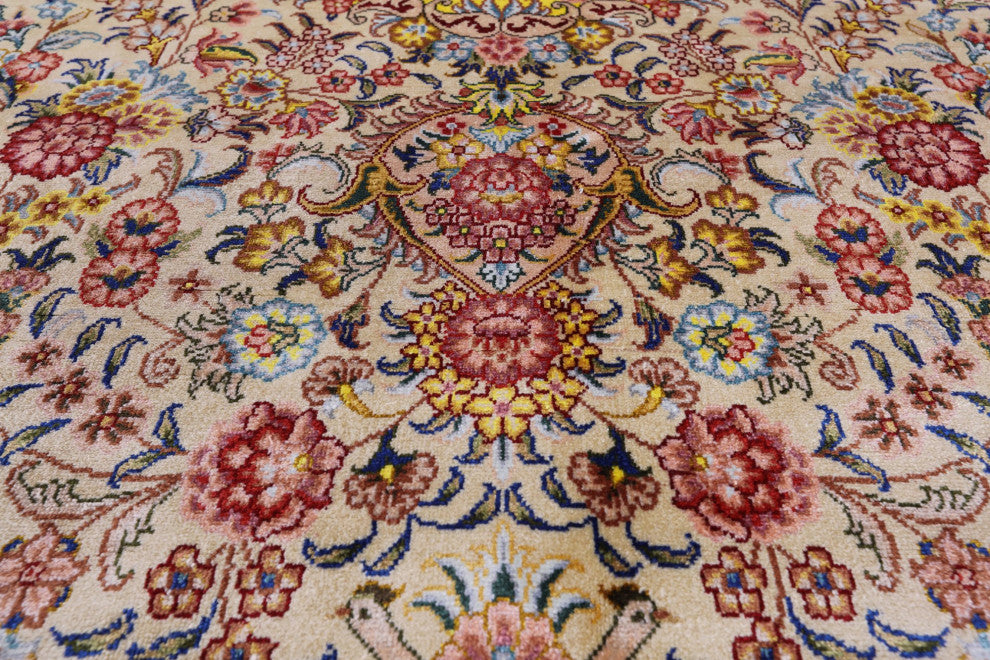7' 0" X 10' 0'' High End Persian 100% Silk Hand Knotted Rug Q4776