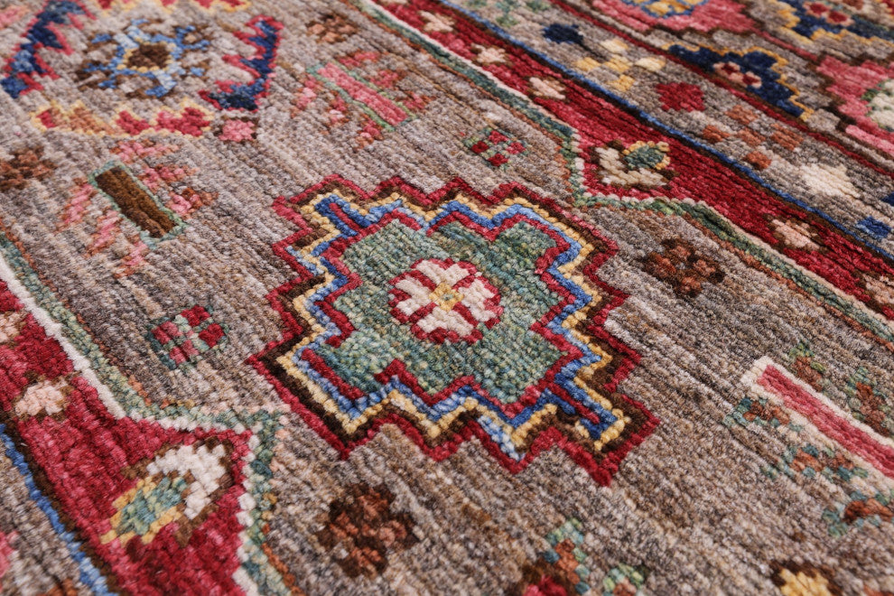 2' 9" X 9' 9" Runner Handmade Super Kazak Rug Q10051