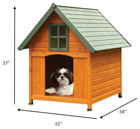 32" X 34" X 37" Honey Oak And Green Pet House