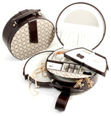 Two-Tone Brown Leather and Cloth Jewelry Box
