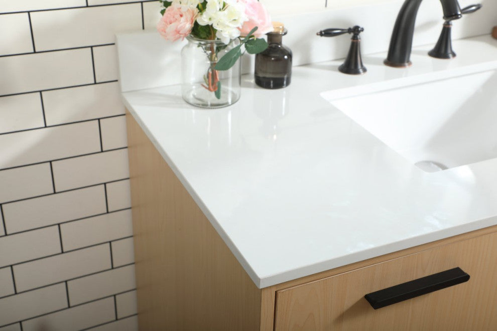 Home Living Modern Natural Oak-Light Bathroom Vanity, Maple, 42"