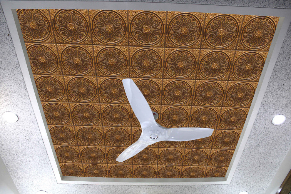 Antique Gold 3D Ceiling Panels, 2'x2', 200 Sq Ft, Pack of 50