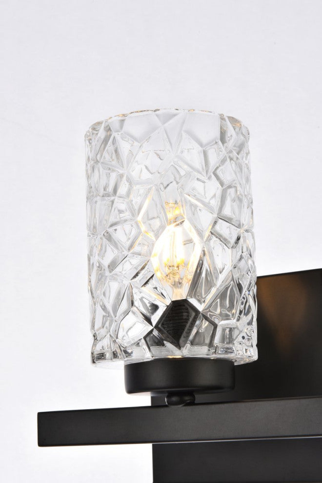 Conor 1-Light Bath Sconce, Black With Clear Shade