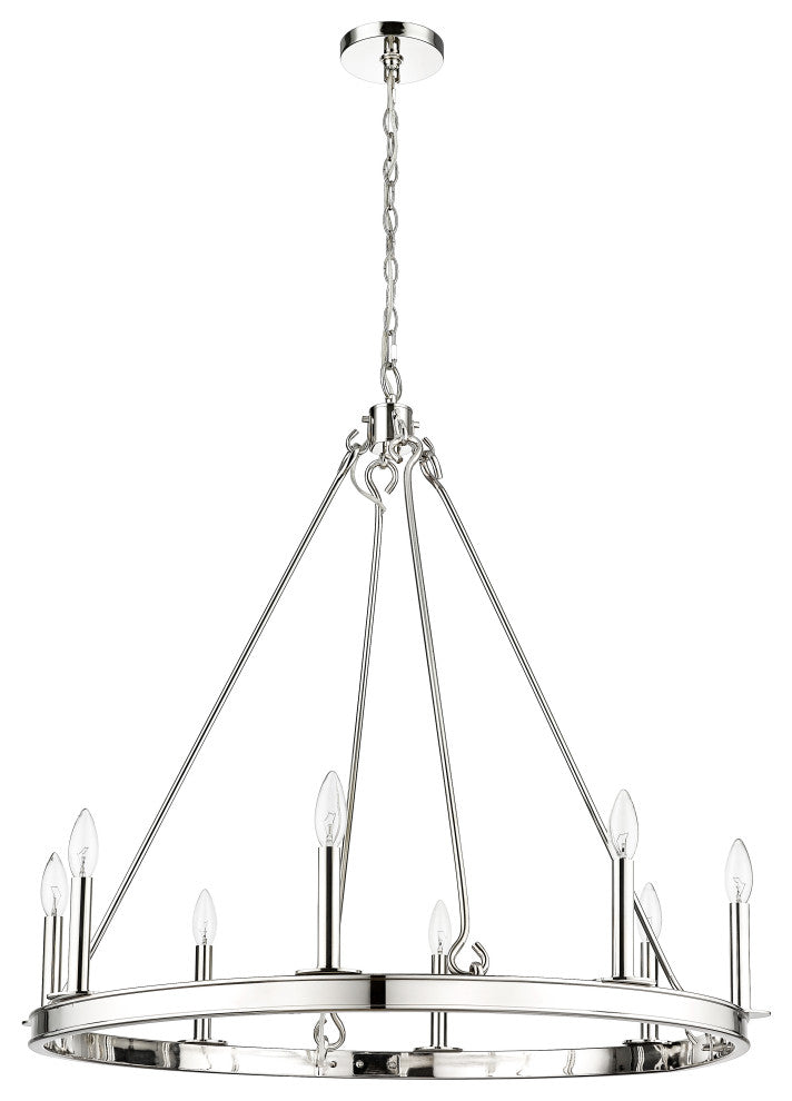 Zlite 482R-8PN 8-Light Chandelier, Polished Nickel