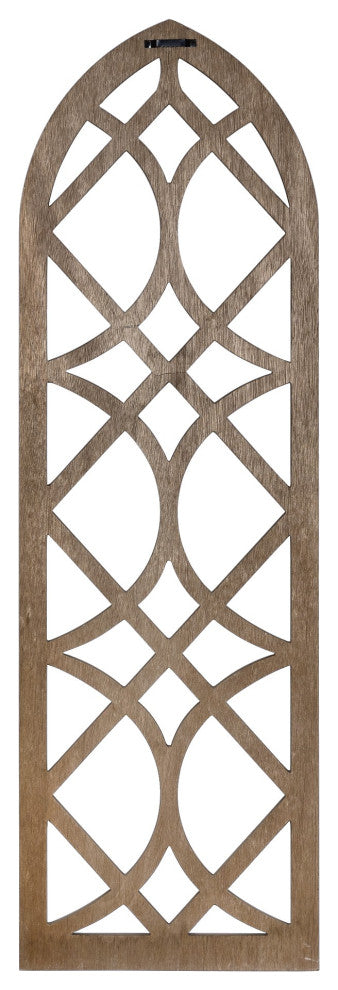 Light Brown Wooden Window Panel Wall D"cor