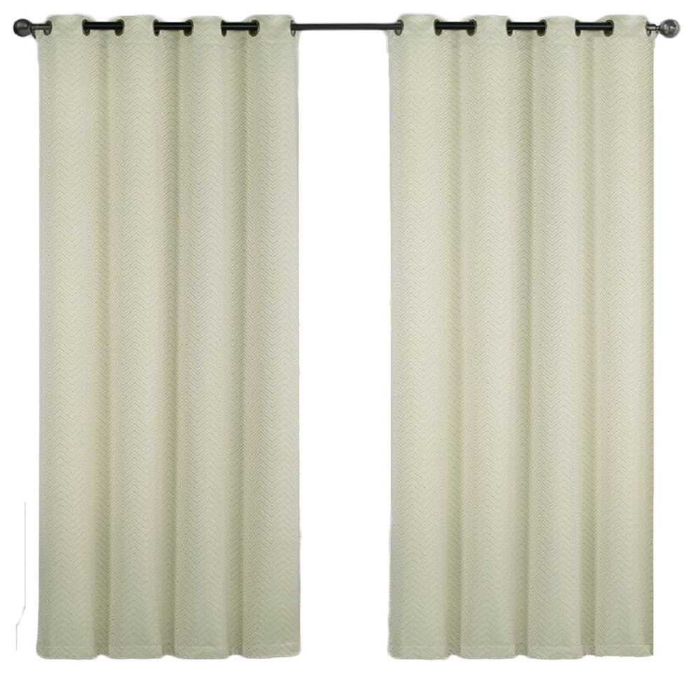 Chevron Embroidered Grommet Panel, 2PC, Sage, 55"x90"