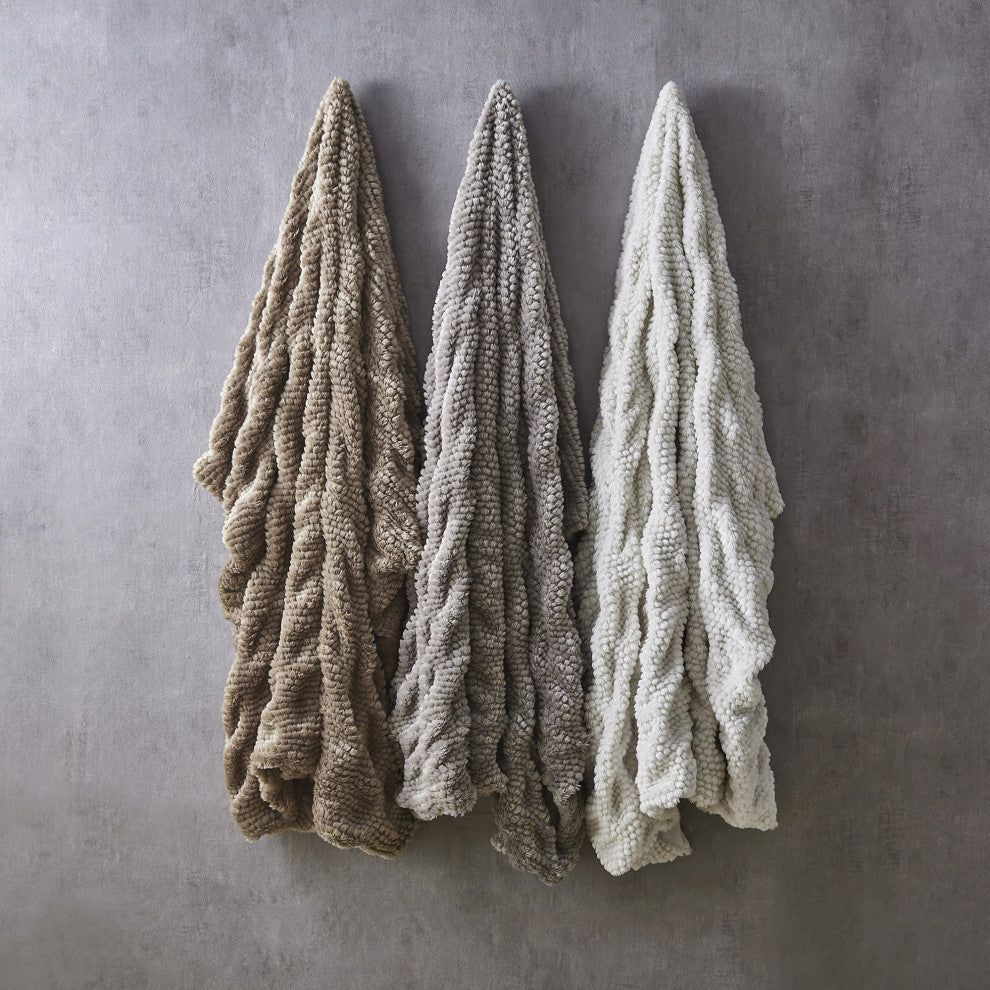 Inspired Home Harmonie Throw Extra Soft, Silk Touch, Acrylic 50"x60", Gray