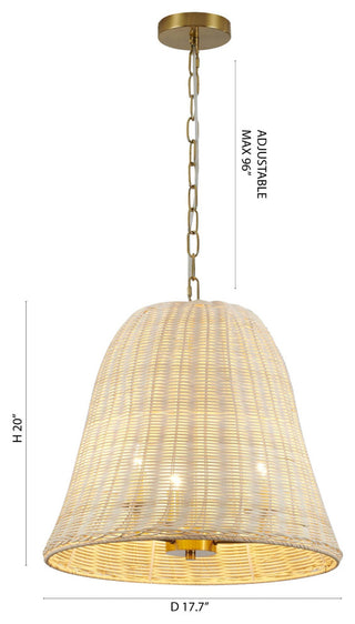 3-Light Natural White Wood Vine Basket Chandelier