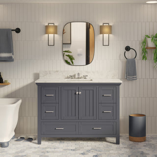 Paige 48" Bathroom Vanity, Marine Gray, Carrara Marble