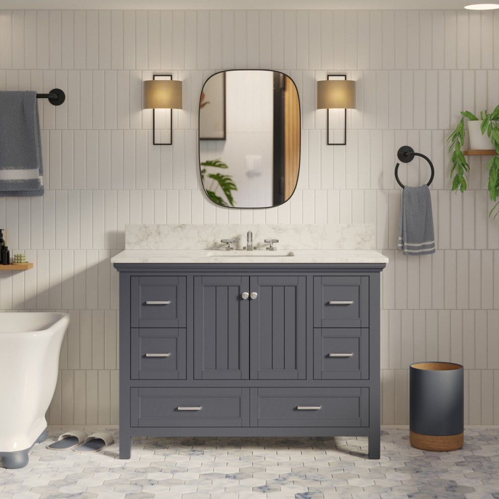 Paige 48" Bathroom Vanity, Marine Gray, Carrara Marble