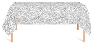 Doodle Flower Pattern Black 58x102 Tablecloth