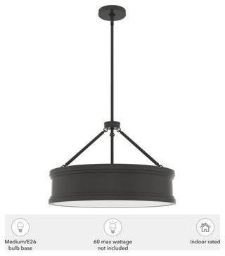 Capshaw Noble Bronze, Painted Cased White Glass 5 Light 21" Pendant Ceiling