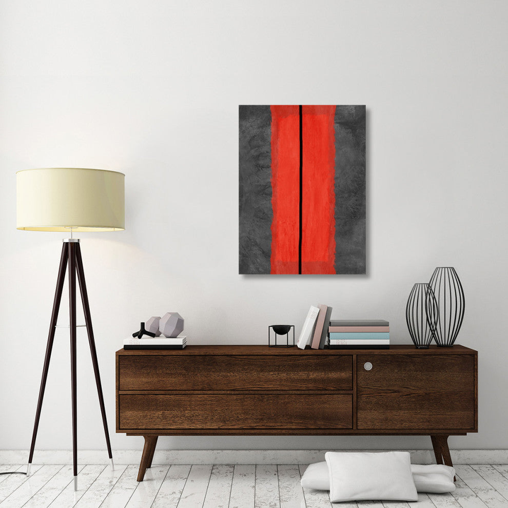 "Grey And Red Abstract 5" Fine Art Print