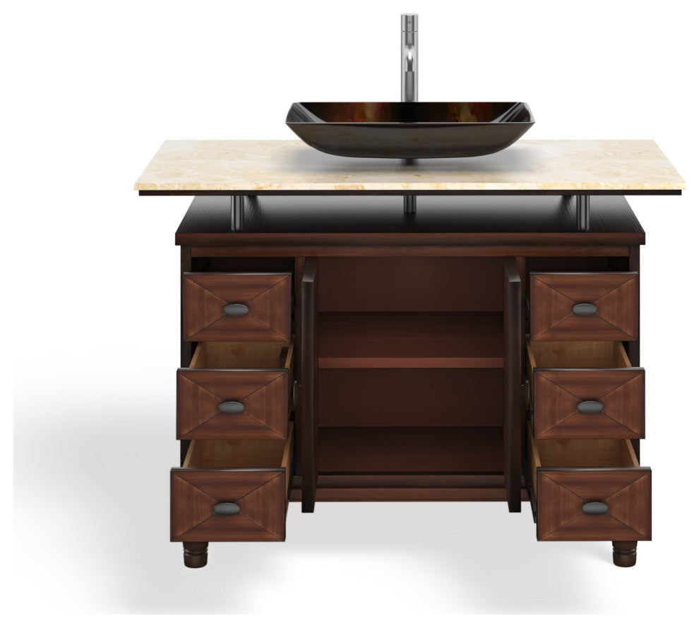 Woodard Bathroom Vanity, Single Sink, 48", Brown, Freestanding