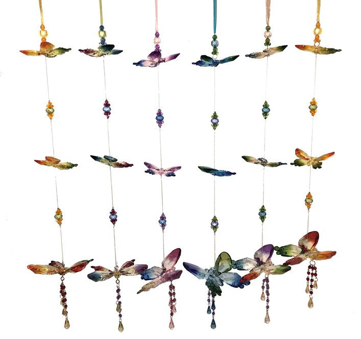 Five Tone Hanging Acrylic 3-Piece Butterfly Chain, 6 Assorted Colors