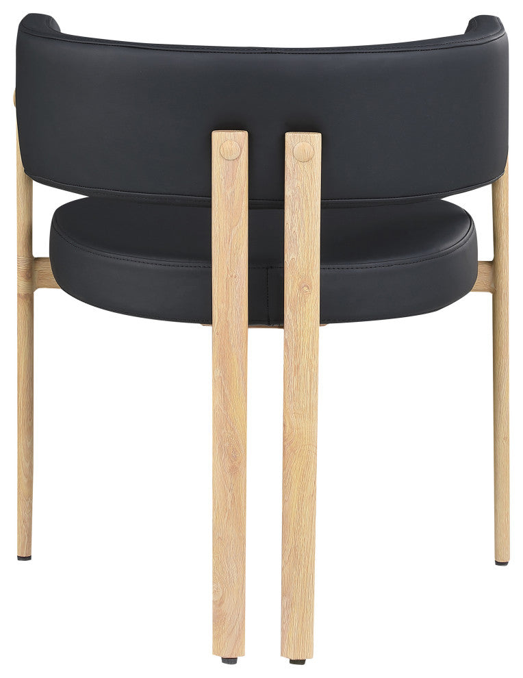 Gideon Black Faux Leather Dining Chair (Set of 2), Black, Natural Finish