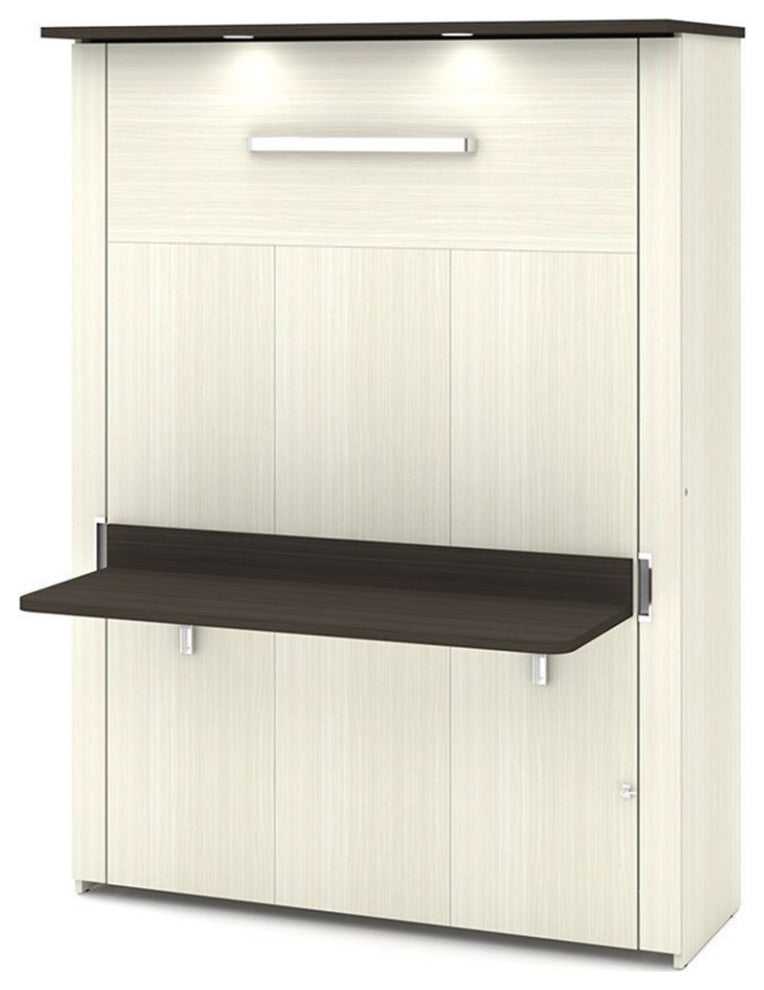 Bestar Lumina 2 Piece Full Storage Wall Bed Set in White Chocolate