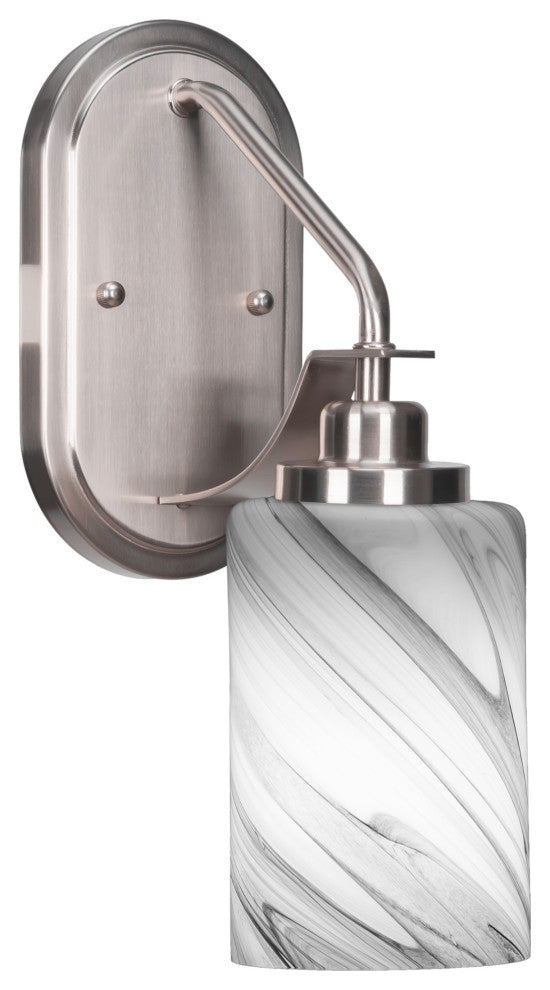 Odyssey 1 Light Wall Sconce In Brushed Nickel Finish With 4" Onyx Swirl Glass