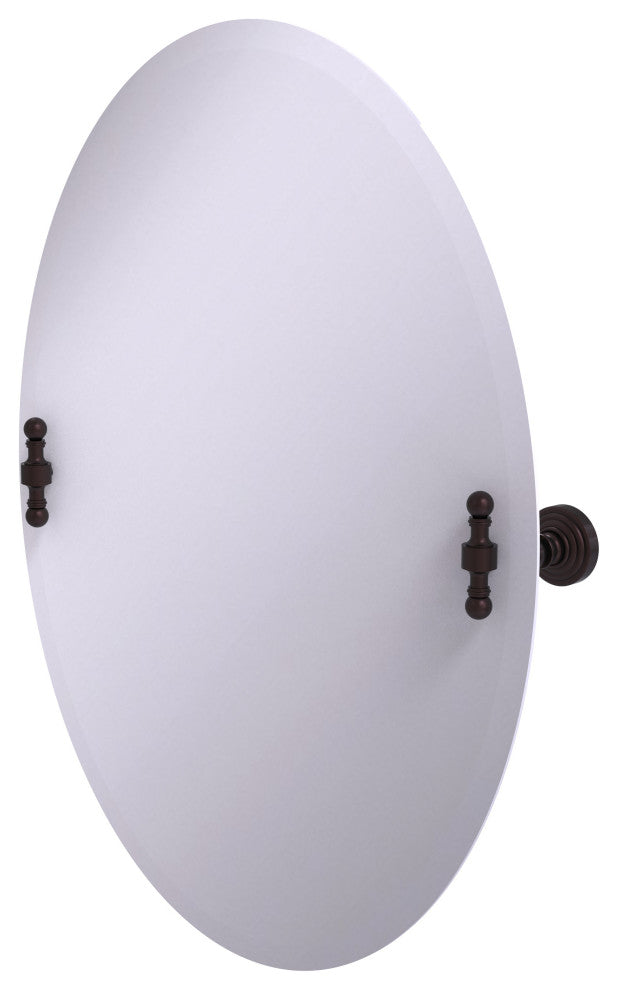 Frameless Oval Beveled Edge Tilt Mirror, Antique Bronze