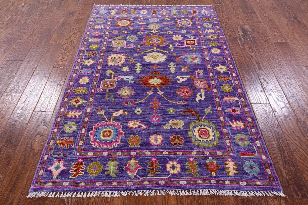 4' 1" X 6' 4" Hand Knotted Turkish Oushak Wool Rug - Q15337