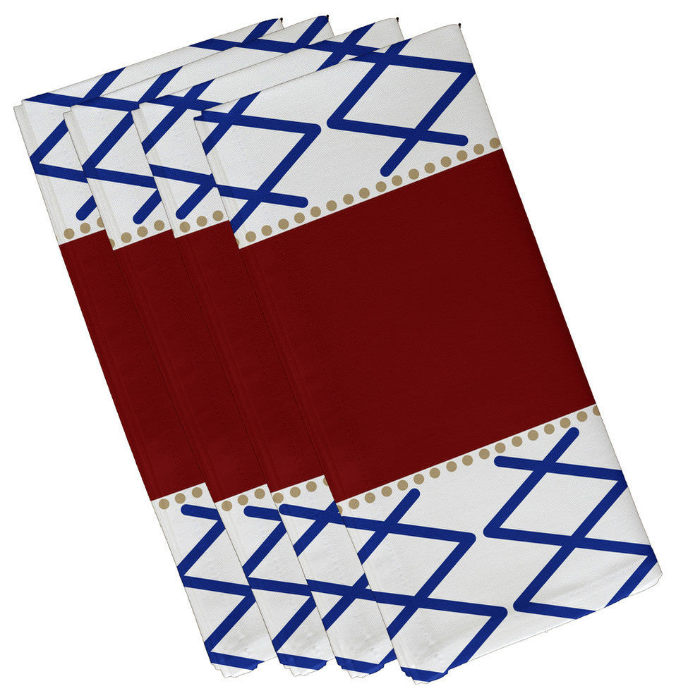 22"x22" Knot Fancy, Geometric Print Napkin, Red, Set of 4