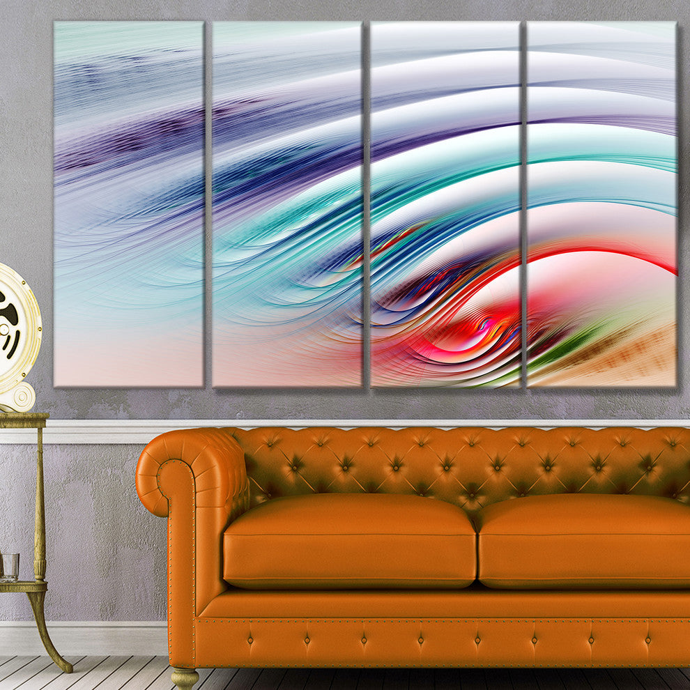 Water Ripples Rainbow Waves, Abstract Canvas Art Print, 48"x28", 4 Panels
