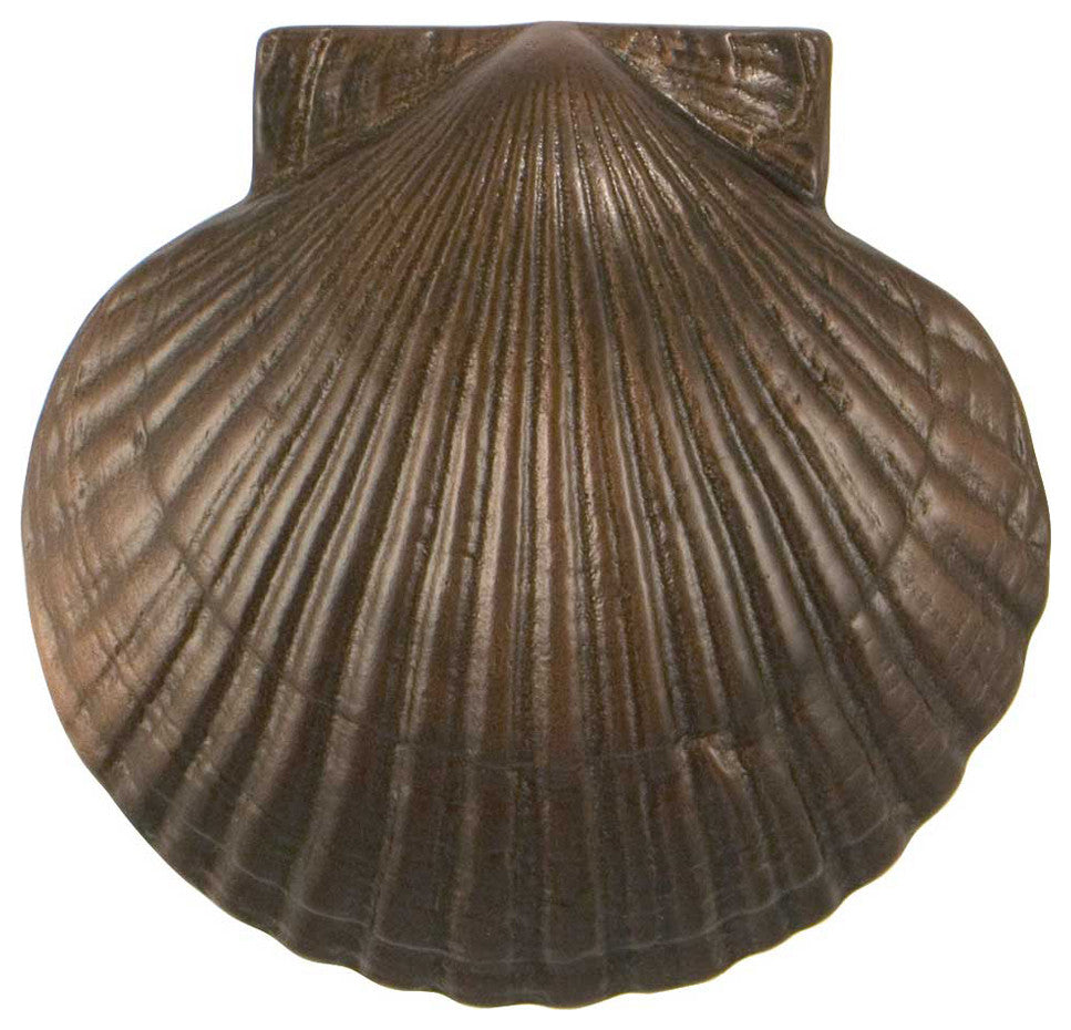 Sea Scallop Door Knocker, Oiled Bronze, Premium Size
