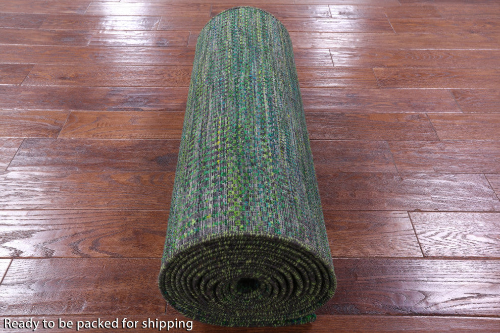 2' 5" X 19' 3" Runner Hand Knotted Super Savannah Gabbeh Wool and Silk Rug Q6888
