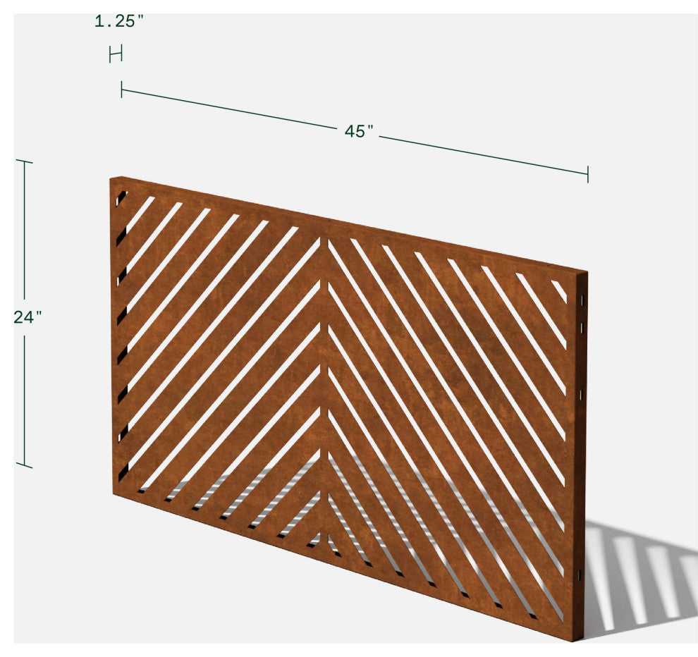 Alta Corten Steel Decorative Screen Panel, Arrow