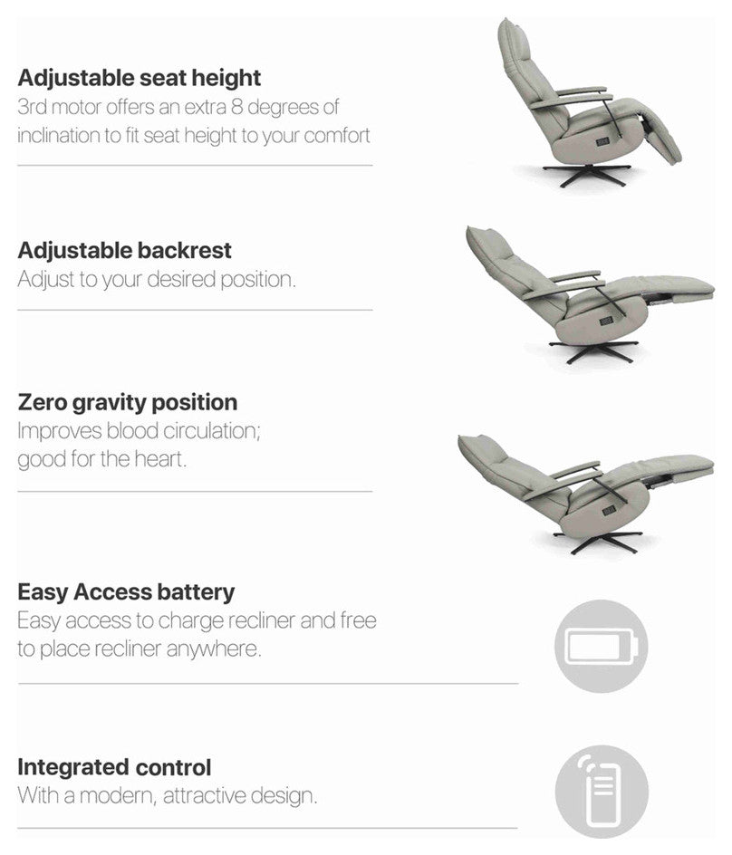 Sofer Zero Gravity Power Recliner, Adjustable, Black