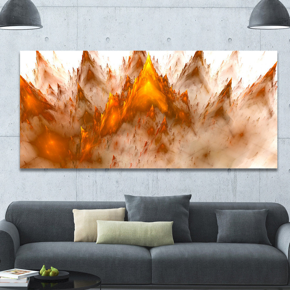 Brown Fractal Crystals Design, Oversized Abstract Canvas Art Print, 60x28
