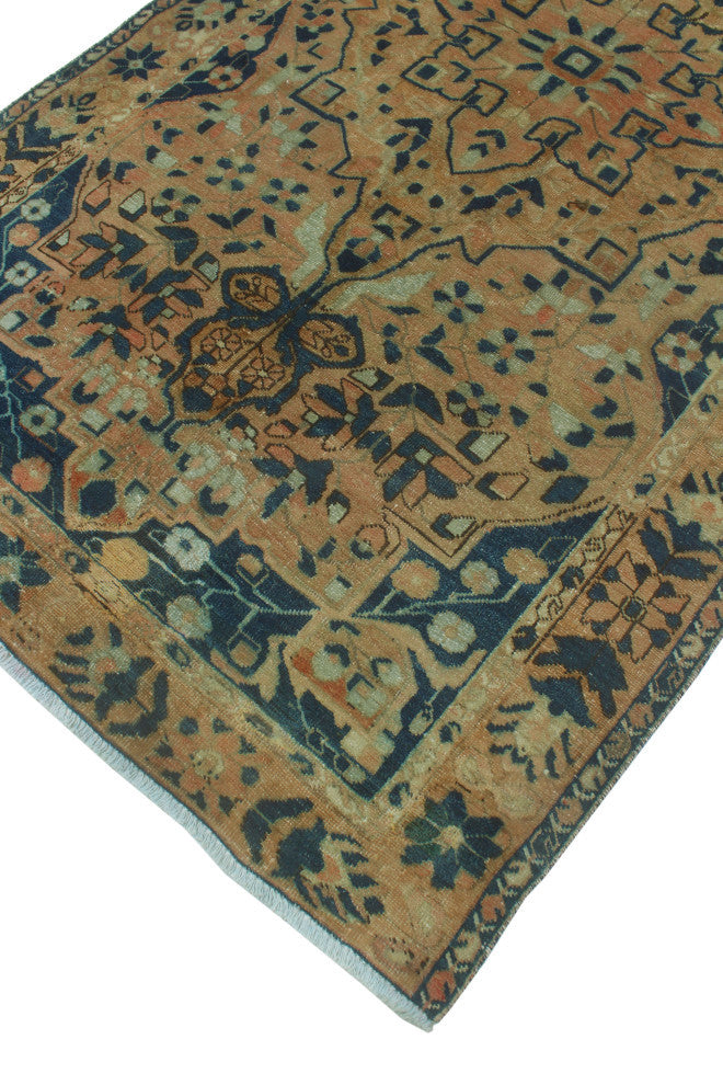 Vintage Distressed Aldys Rust/Navy Runner, 5'1x9'11