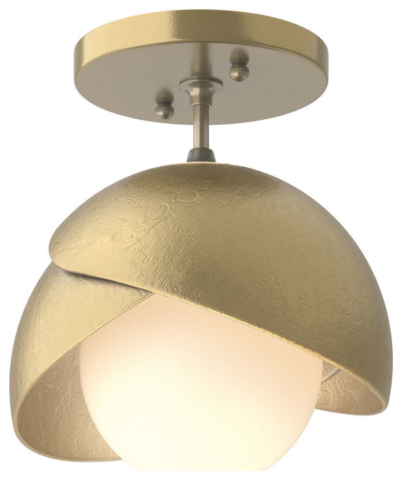 Brooklyn 1-Light Double Shade Semi-Flush, Modern Brass, Modern Brass Accents