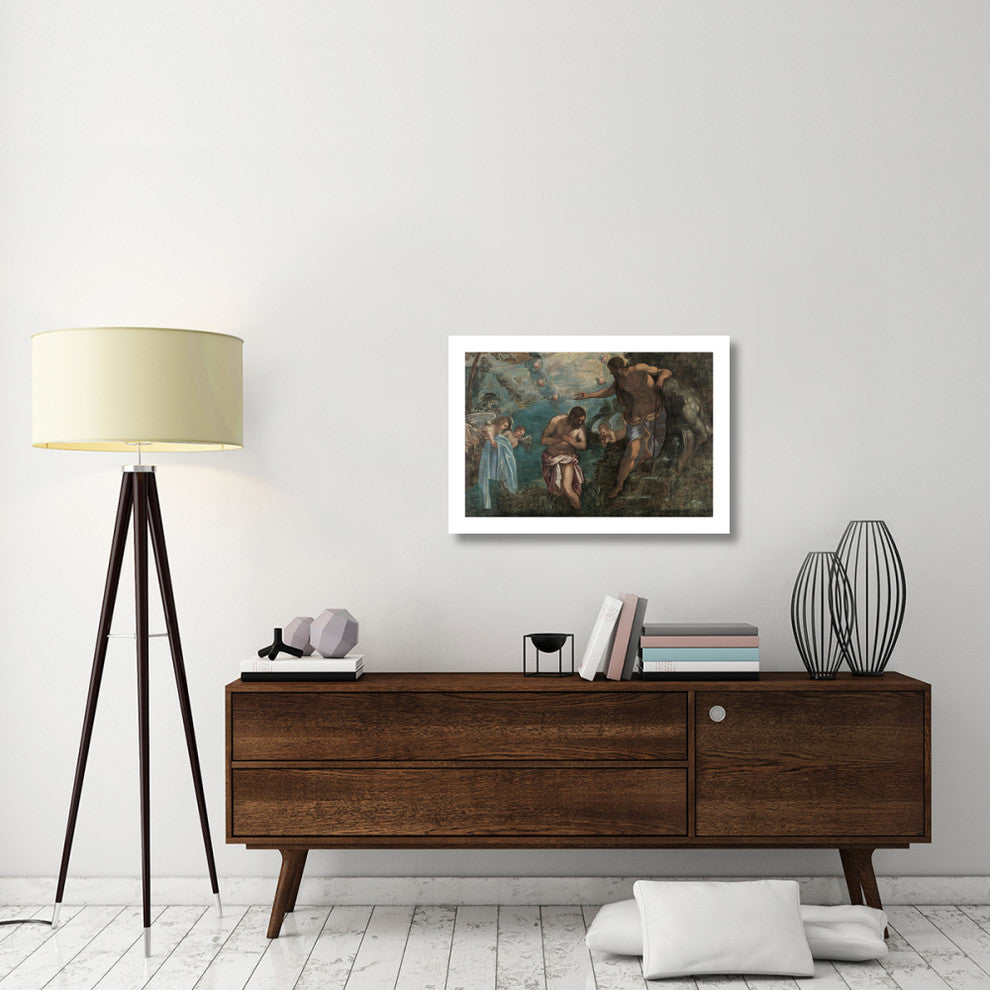 "Baptism of Christ, 1580s" Digital Paper Print by Tintoretto, 32"x22"
