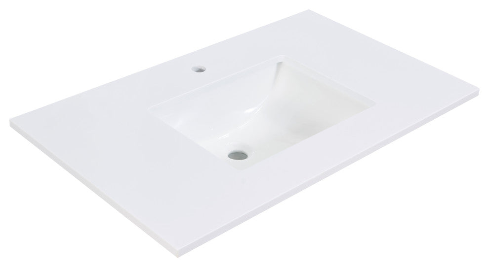 Viterbo 37"  Engineered stone Vanity Top in White with White Sink