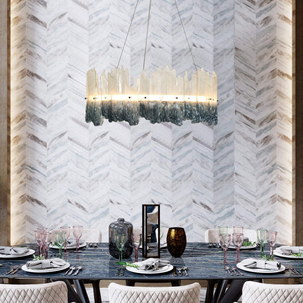 LNC Hanabalter 1-Light 28" Modern Resin LED Chandelier, Silver