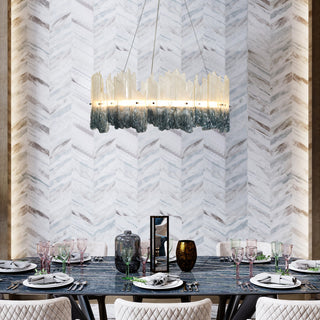 LNC Hanabalter 1-Light 28" Modern Resin LED Chandelier, Silver