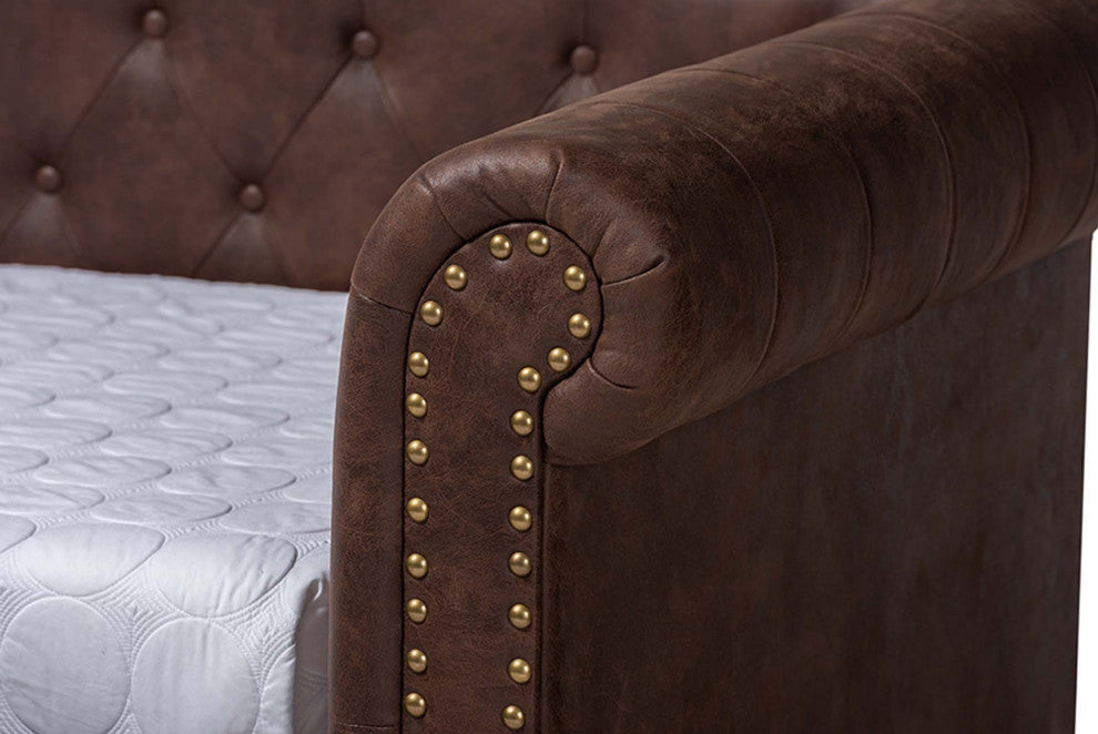 Dawson Fabric Daybed With Trundle, Twin Size, Brown