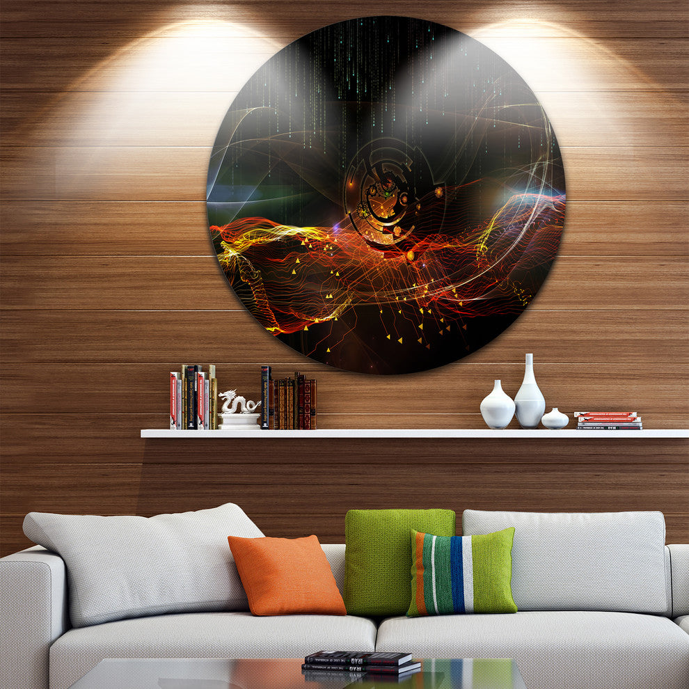 Composition Of Elements, Contemporary Art Round Wall Art, 36"