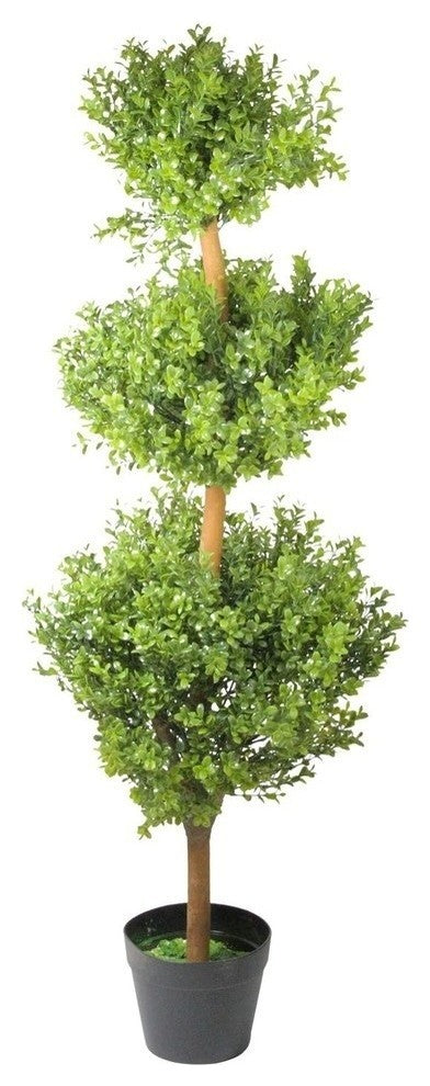 46.5" Potted 2-Tone Artificial Murraya Triple Ball Topiary Tree
