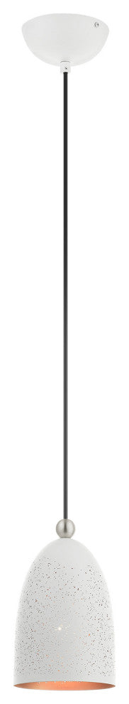 Livex Lighting Arlington 1 Light White, Brushed Nickel Accents Petite Pendant