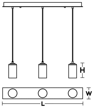 Leo 3-Light Linear Pendant, 120V, 60W, Satin Nickel