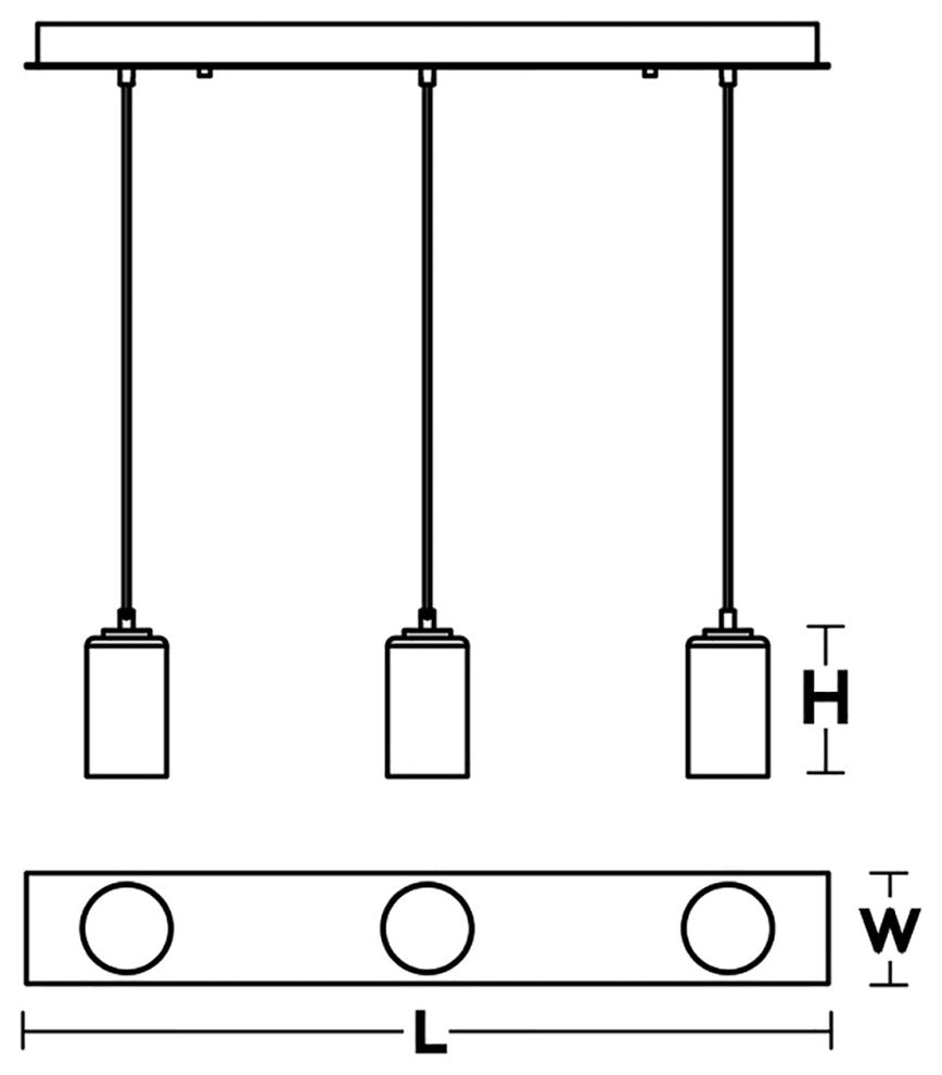 Leo 3-Light Linear Pendant, 120V, 60W, Satin Nickel