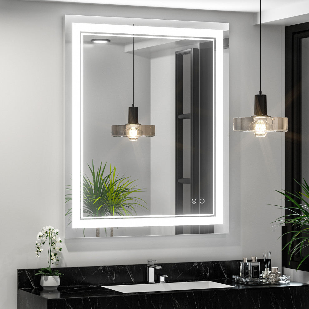 LED Bathroom Mirror, Anti-Fog Memory Dimmable IP54 Waterproof, 30"x36"