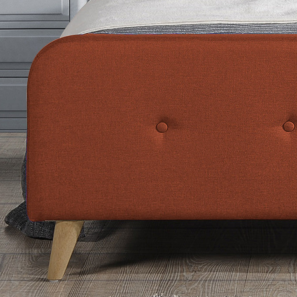 GDF Studio Baron Mid Century Velvet Queen Platform Bed Frame, Burnt Orange/Natural