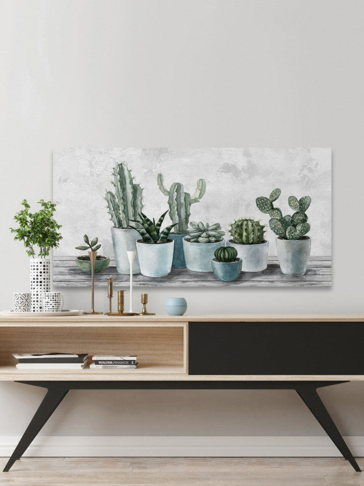 "Refreshing Green Succulents" Painting Print on Wrapped Canvas
