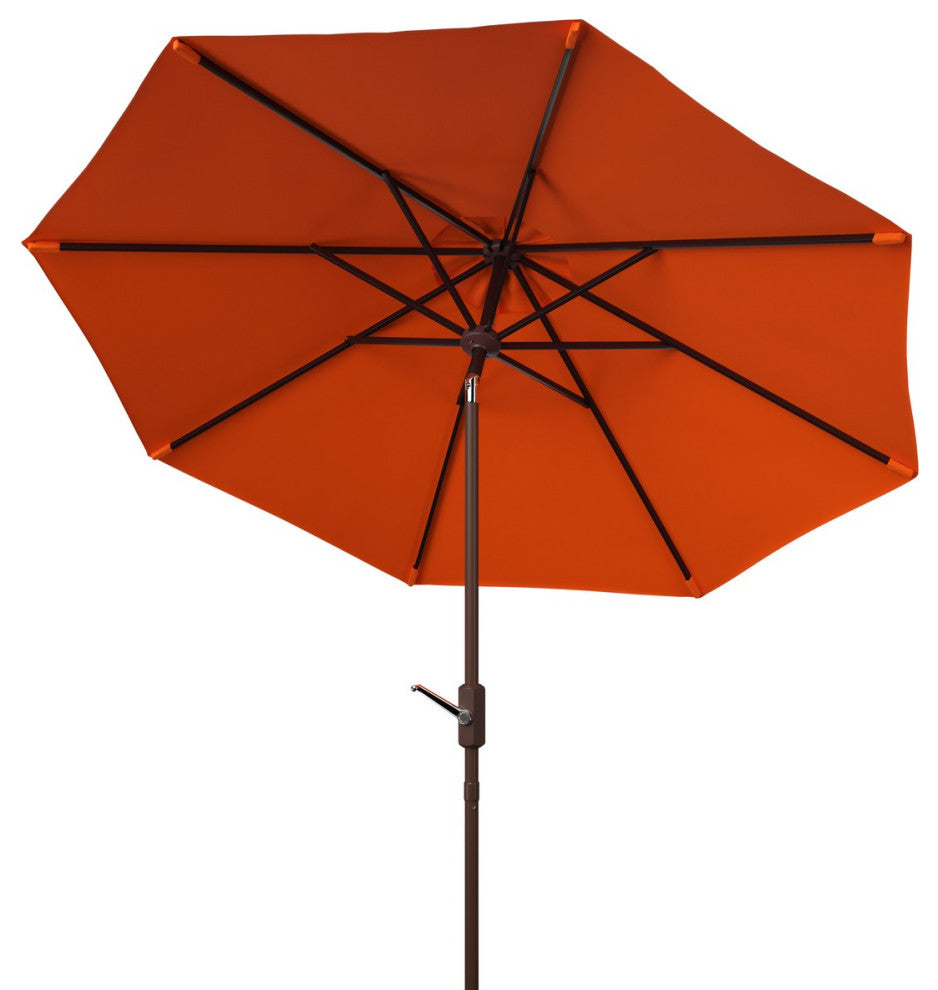 Safavieh Ortega 9' Auto Tilt Crank Umbrella, Orange