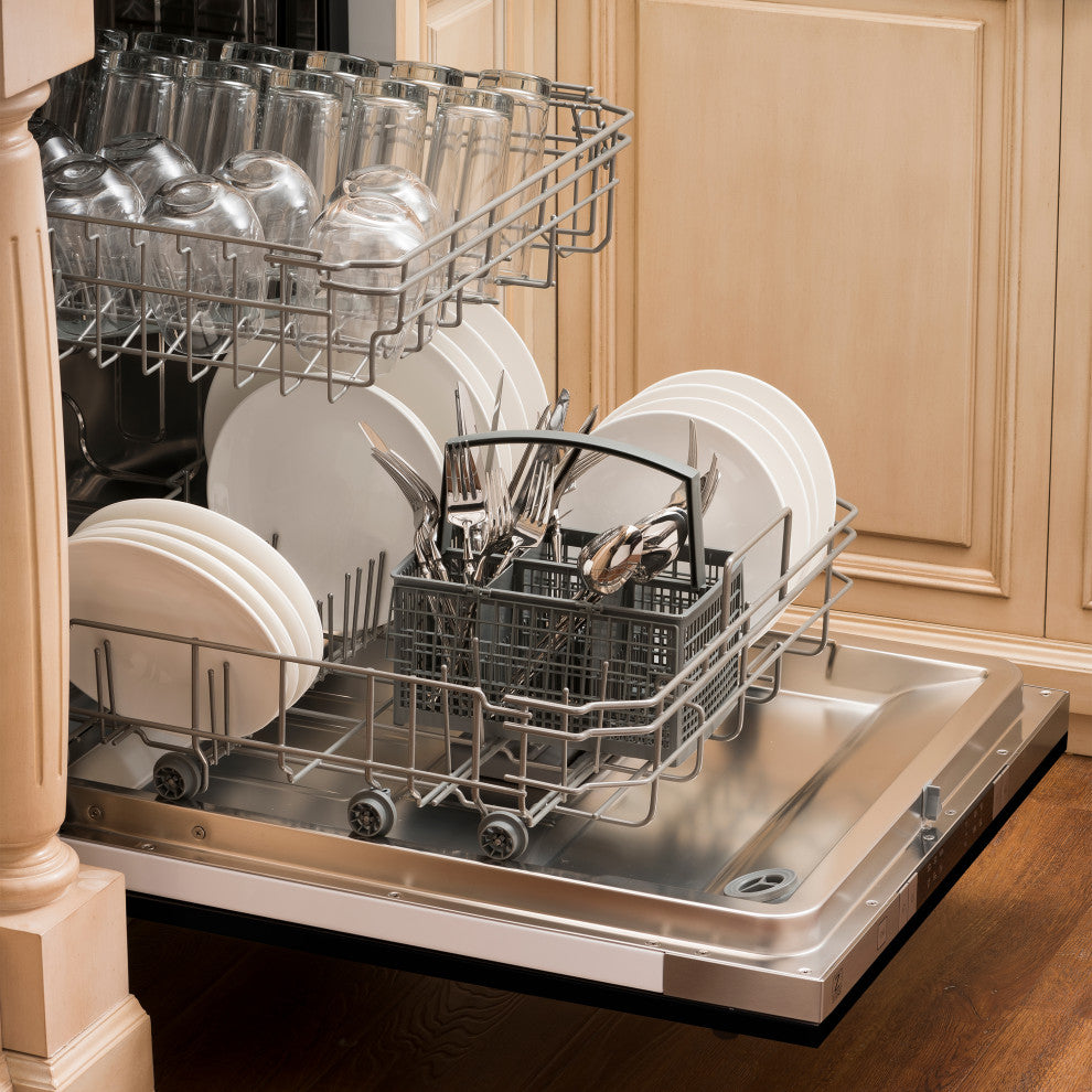 24 in. Black Stainless Top Control Dishwasher, Stainless Steel Tub