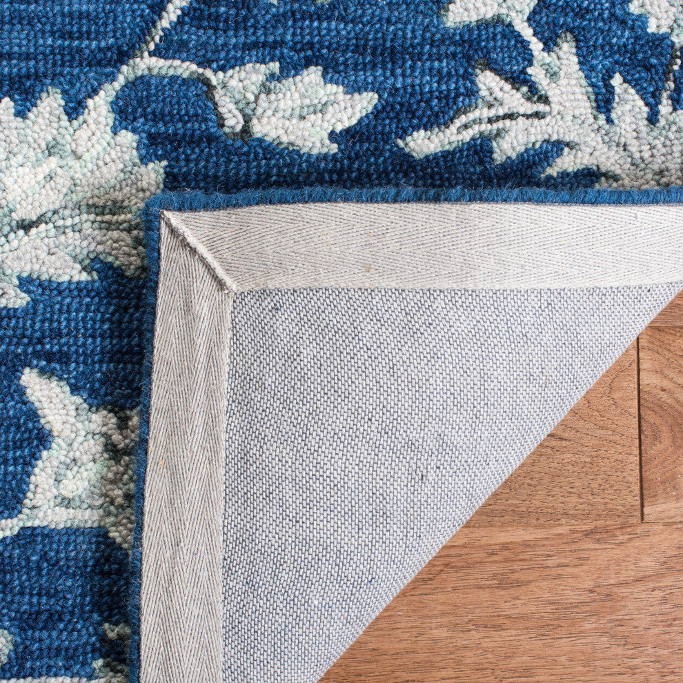 Safavieh Micro-Loop Collection MLP506 Rug, Navy/Grey, 4' X 6'