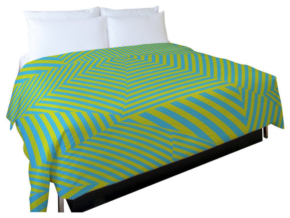 Edit Stripe, Blue Yellow Lightweight King Duvet Cover